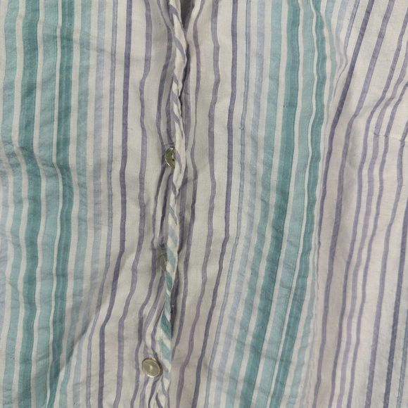 CJ Banks Womens Button Up Striped Blouse Top 1X Purple Teal 3/4 Sleeve - Picture 5 of 11